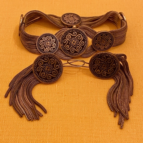 VTG I 900 Silver & Niello Bracelet & Earrings Set - Picture 16 of 16